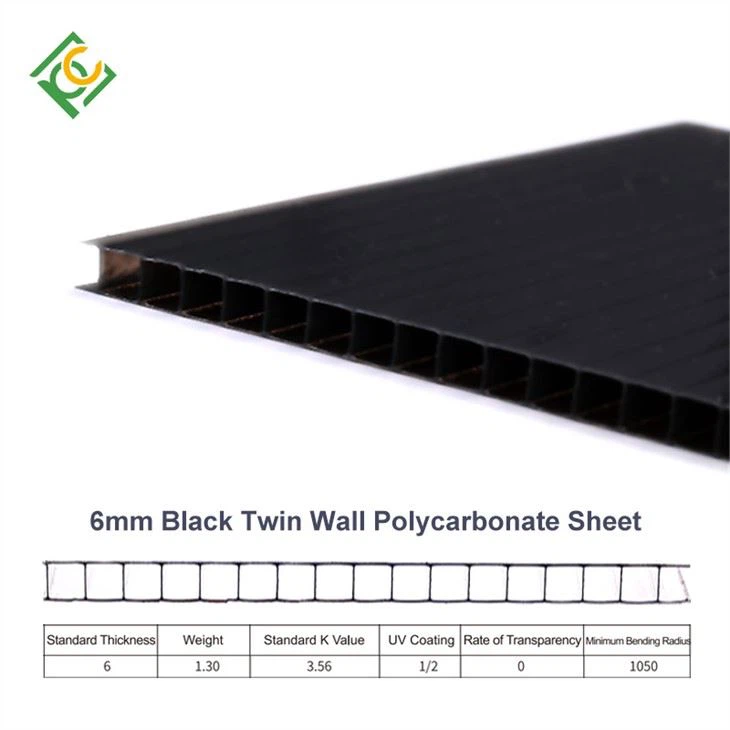 2 6mm Black Twin Wall Polycarbonate Sheet