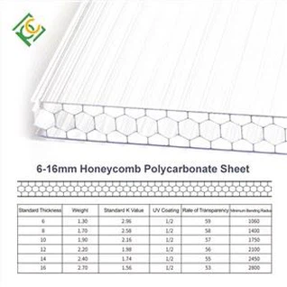 Honeycomb Plastic Sun Visor Colored Polycarbonate Sheet Anti-UV PC Sheet